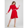 Red Three-quarter Sleeve Midi Dress