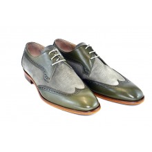 Corrente 3750- Wingtip with pattern suede vamp - Olive